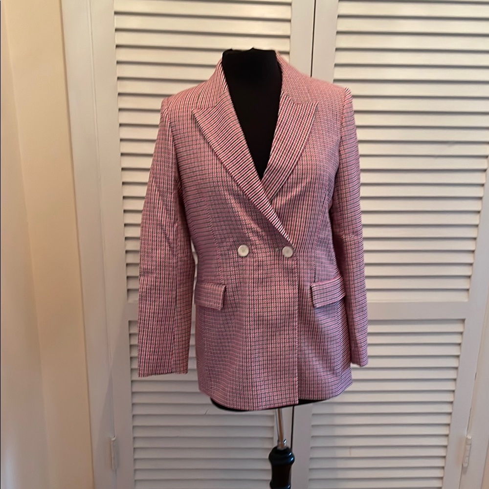 Maje Pink Double-Breasted Blazer with Notched Lapels cotton /polyester